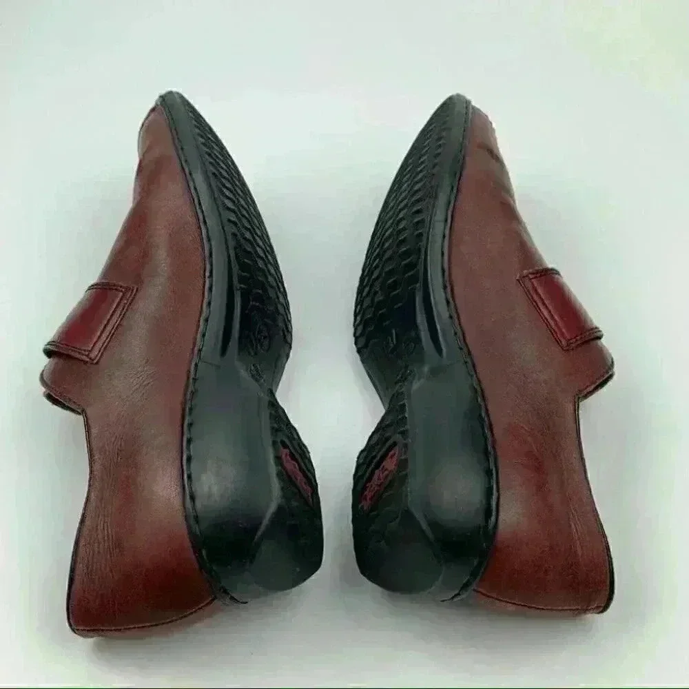 Rieker womens flats size 37 burgundy leather sticky strap walking